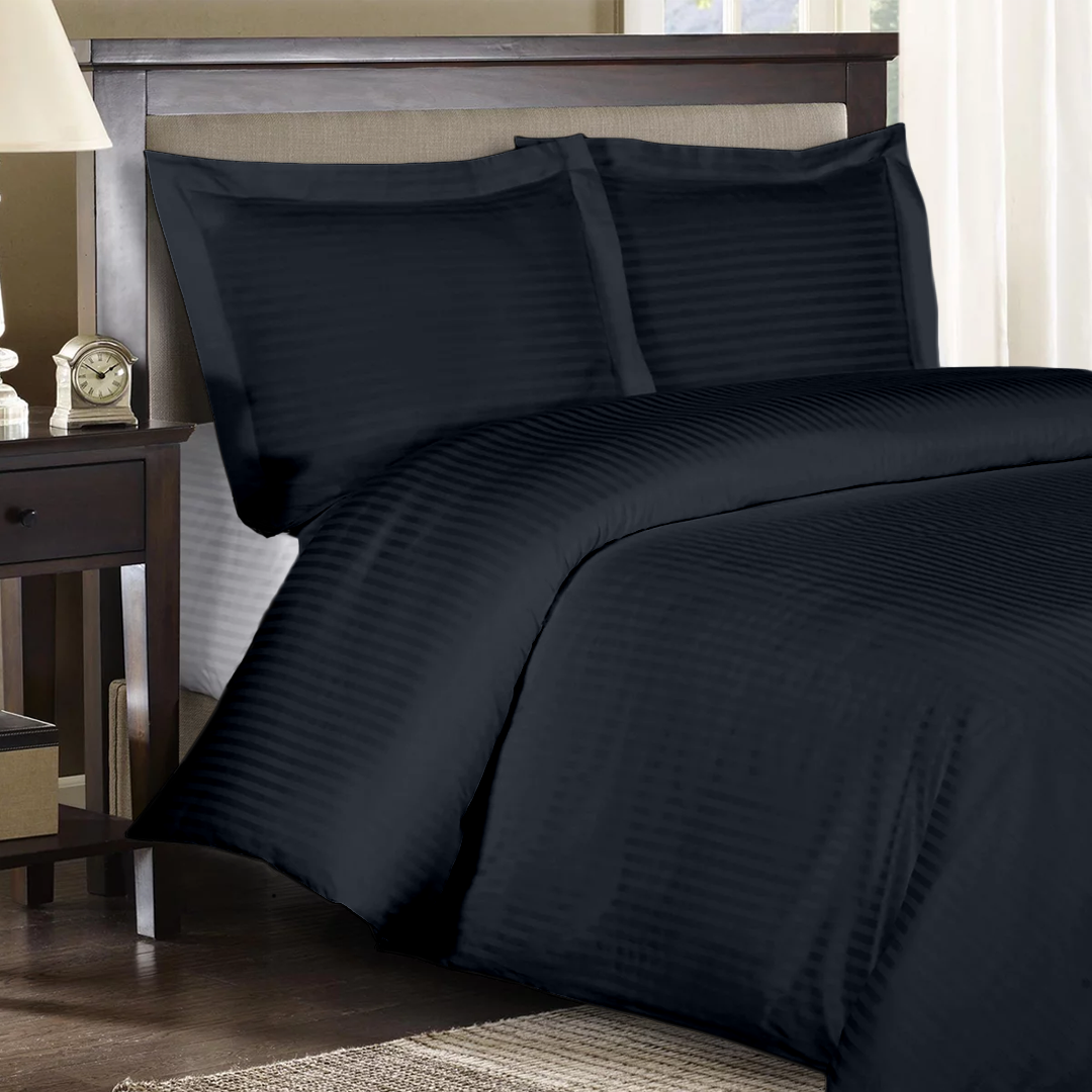 Navy Blue Stripe Duvet Cover Set Comfy Sateen