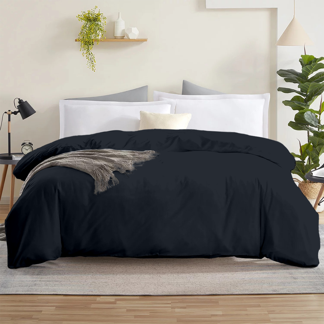 Navy Blue Duvet Cover Solid Bliss Sateen