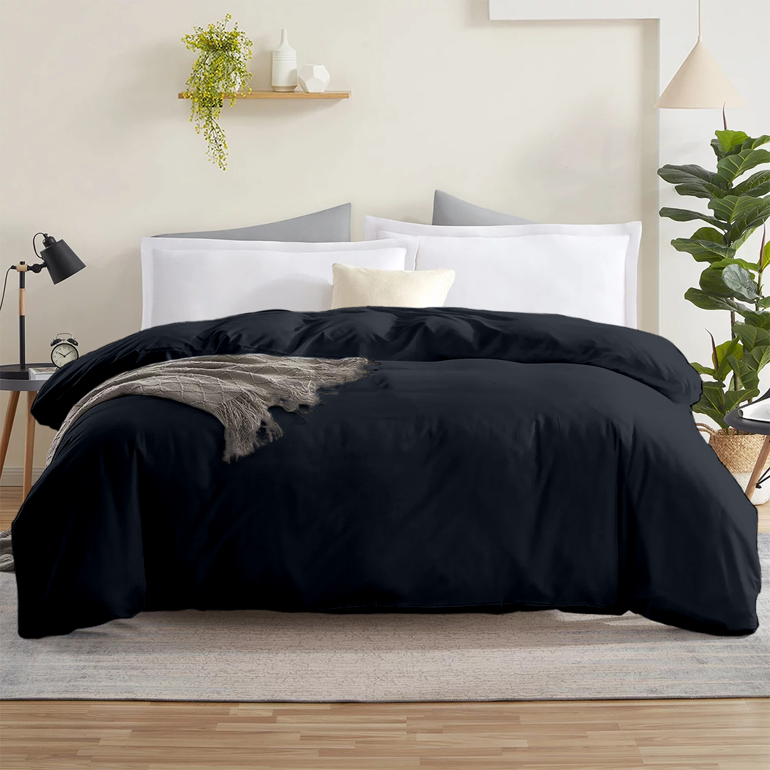 Navy Blue Duvet Cover Solid Bliss Sateen