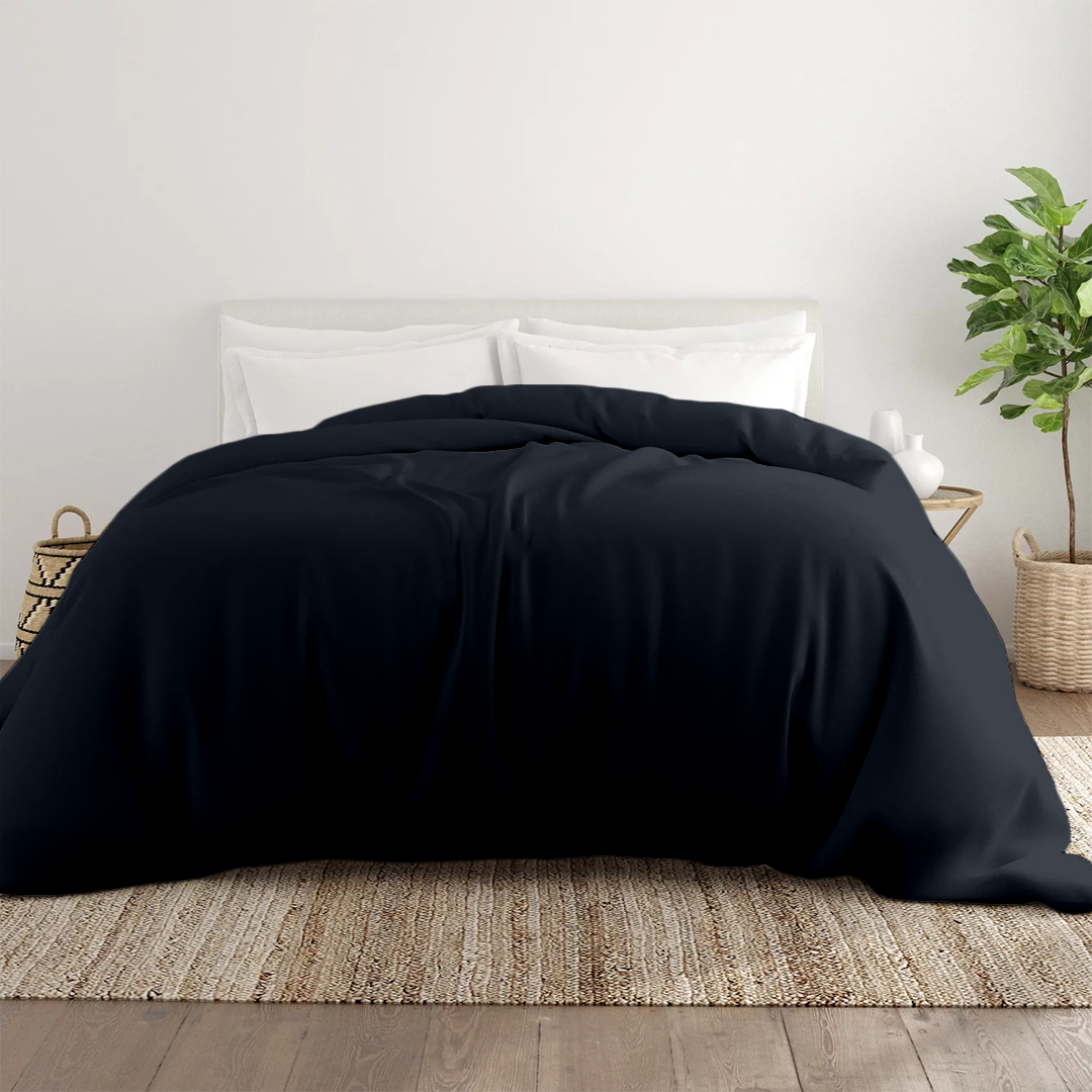 Navy Blue Duvet Cover Solid Bliss Sateen