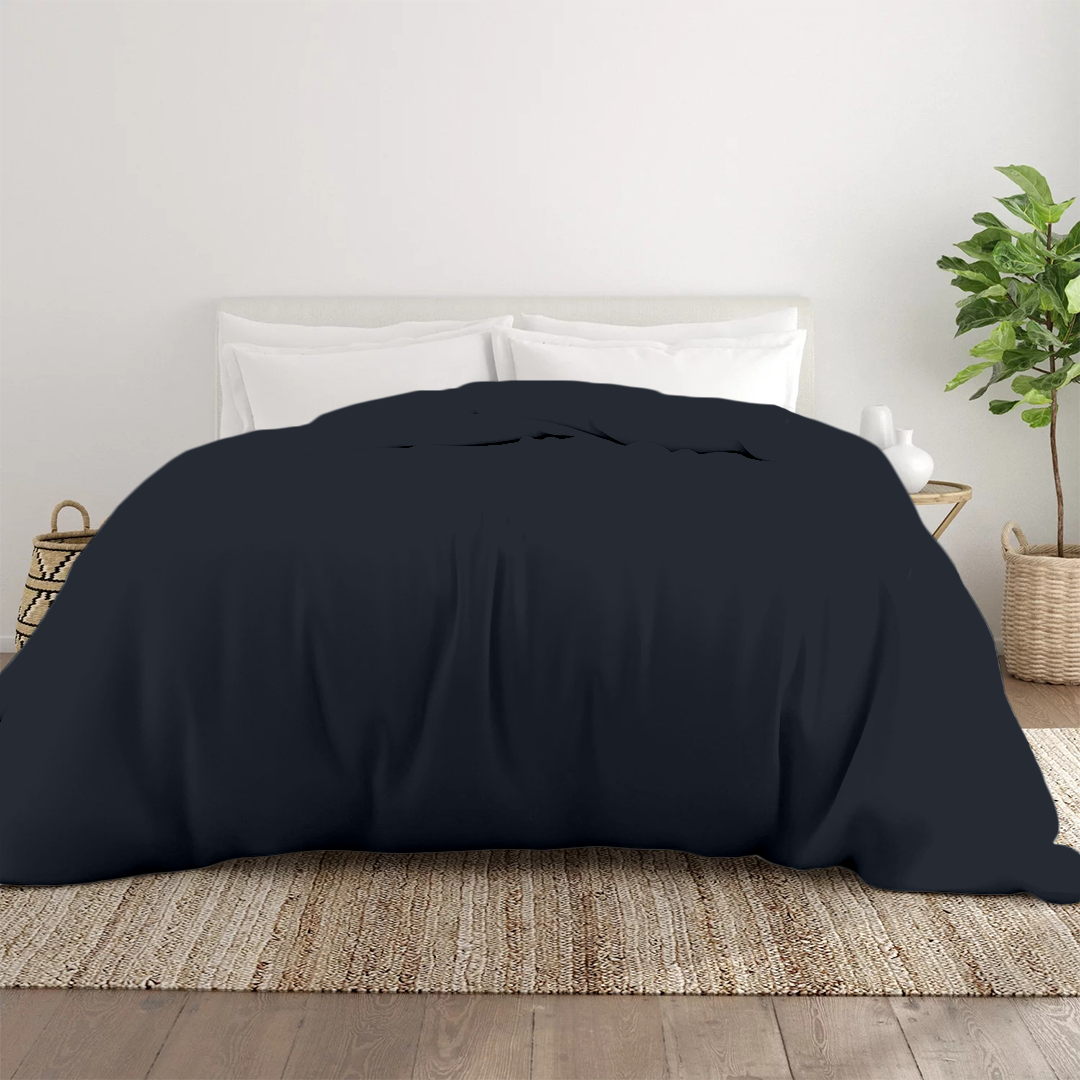 Navy Blue Duvet Cover Solid Bliss Sateen