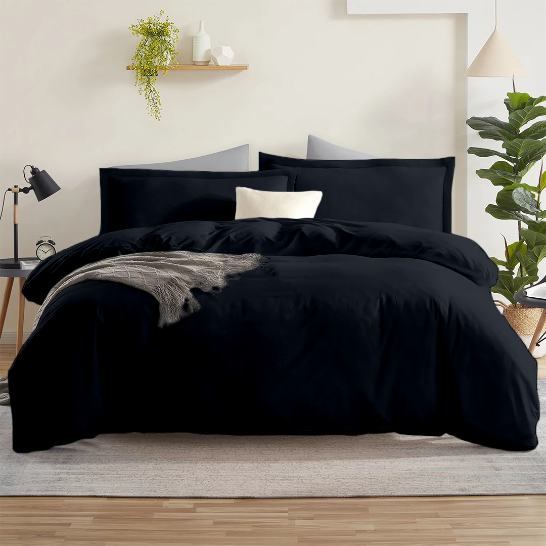 Navy Blue Duvet Cover Set Comfy Solid Sateen