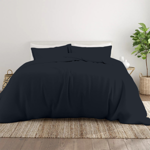 Navy Blue Duvet Cover set Bliss Solid Sateen