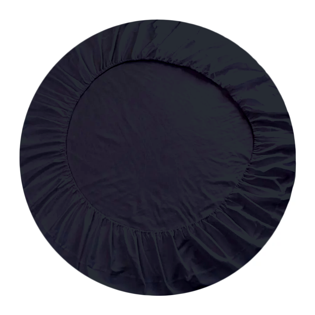 Navy Blue Round Fitted Sheet Only Comfy Solid Sateen