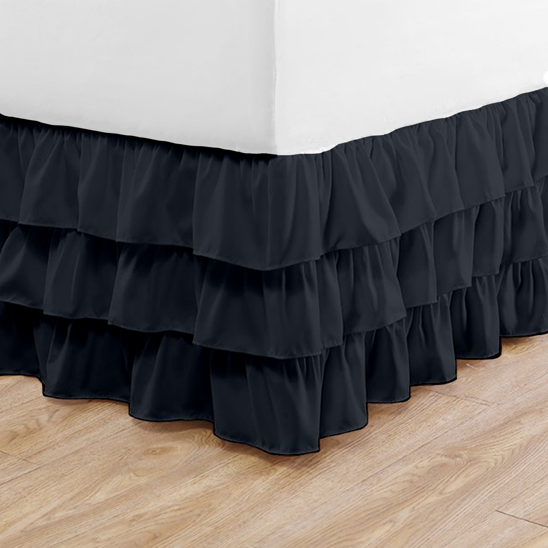 Navy Blue Multi Ruffle Bed Skirt Bliss Solid