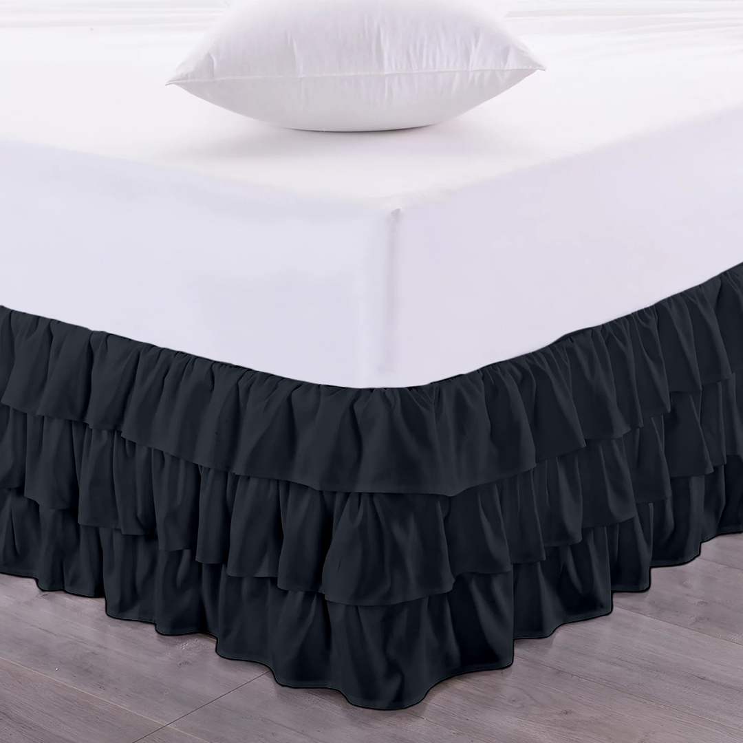 Navy Blue Multi Ruffle Bed Skirt Bliss Solid