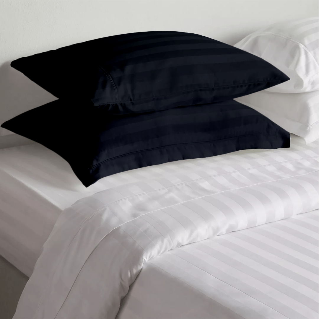 Navy Blue Stripe Pillow Shams Comfy Sateen