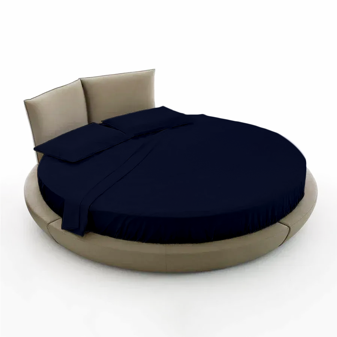 Navy Blue Round Sheet Set 84 Inch Diameter Comfy Solid