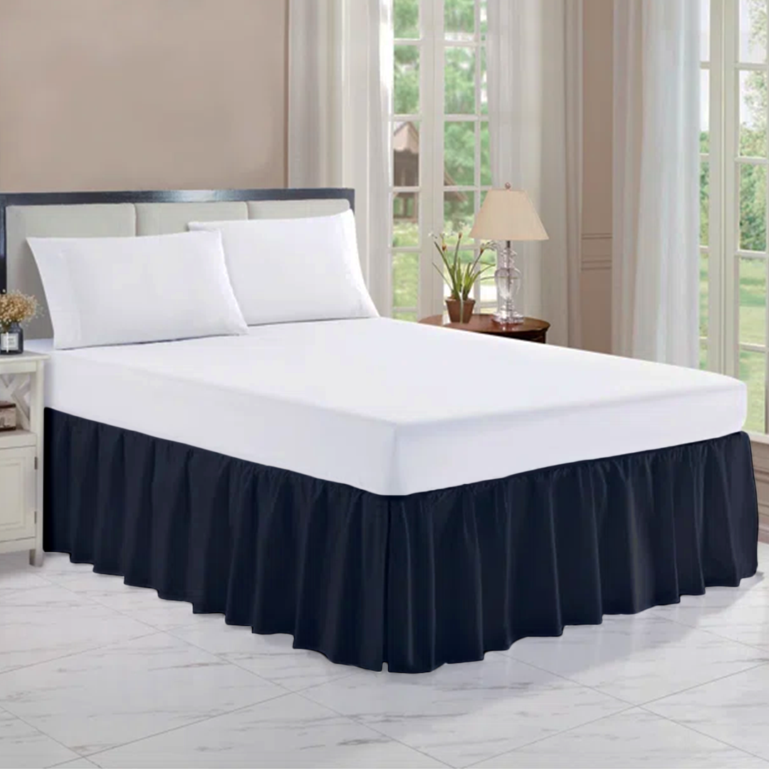 Navy Blue Gathered Bed Skirt Solid Bliss