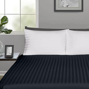 Navy Blue Stripe Fitted Sheet Comfy Sateen