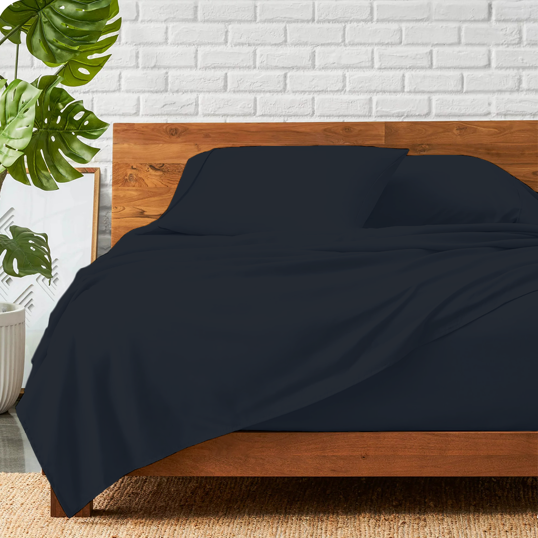 Navy Blue Sheet Set Bliss Solid Sateen