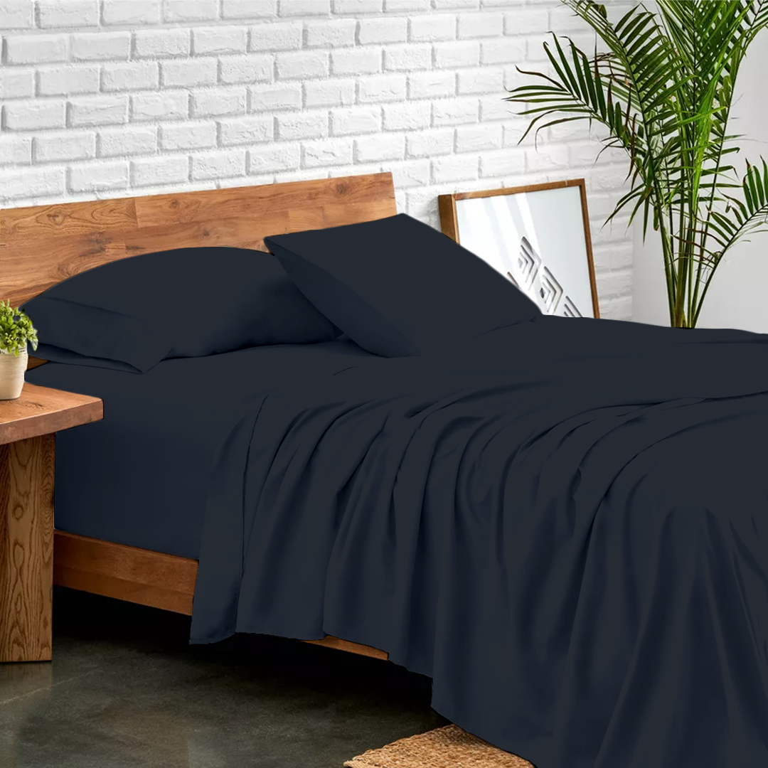 Navy Blue Sheet Set Bliss Solid Sateen