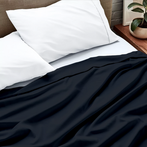 Navy Blue Flat Sheet Solid (Comfy 300TC)