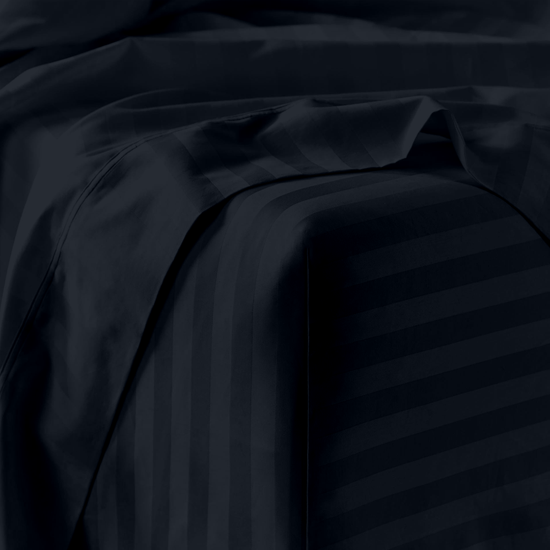 Navy Blue Stripe Sheet Set Comfy Sateen