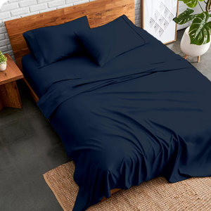 Navy Blue Sheet Set Comfy Solid Sateen