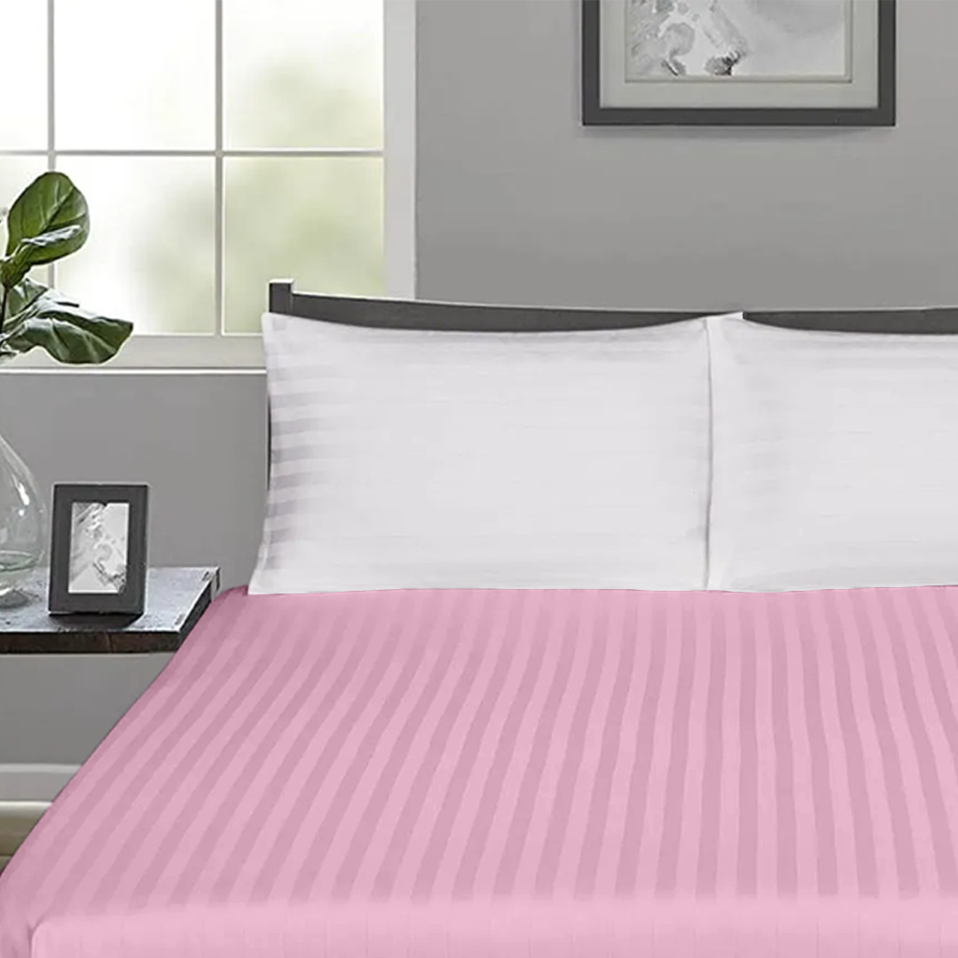 Pink Stripe Fitted Sheet Comfy Sateen