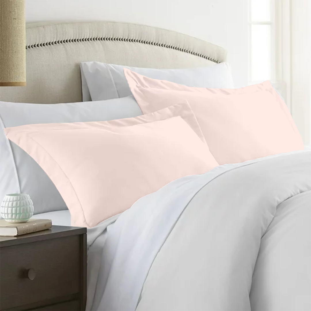 Solid Peach Pillow Shams Set 