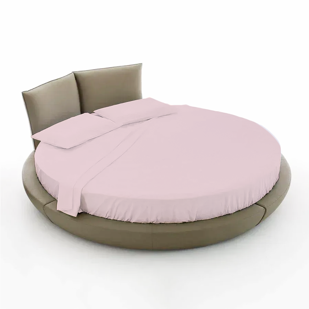 Peach Round Bed Sheets Set comfy Solid Sateen