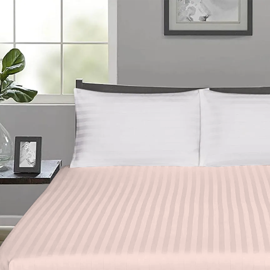 Peach Stripe Fitted Sheet Comfy Sateen