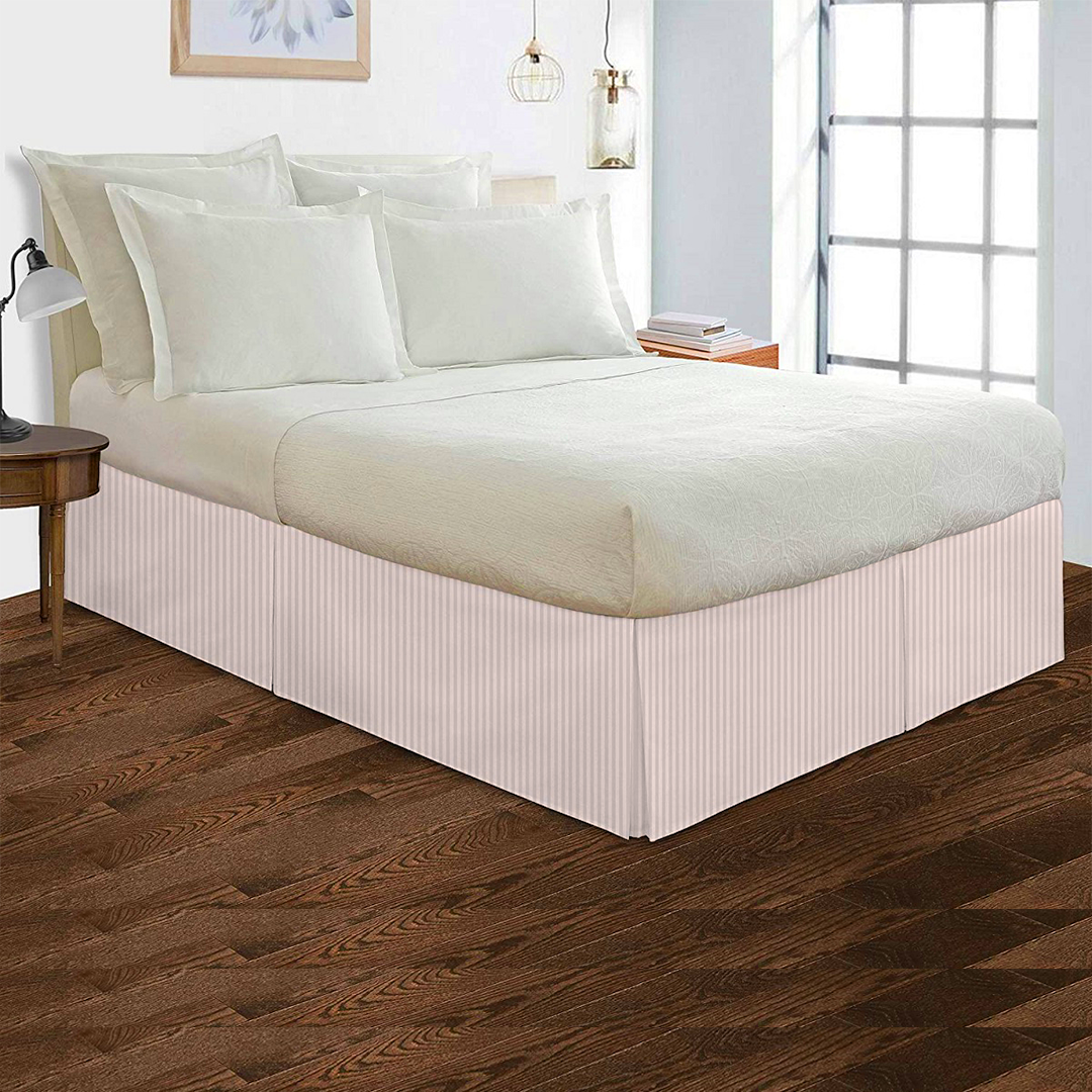 Peach Striped Bed Skirt (Comfy 300TC)