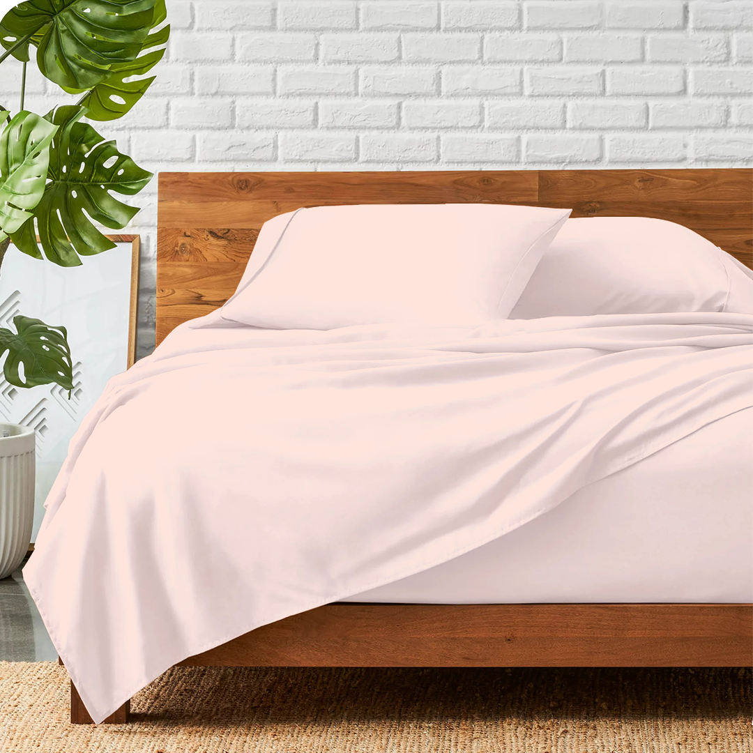 Peach Bed Sheet Set Comfy Solid Sateen