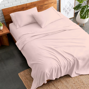 Peach Bed Sheet Set Comfy Solid Sateen