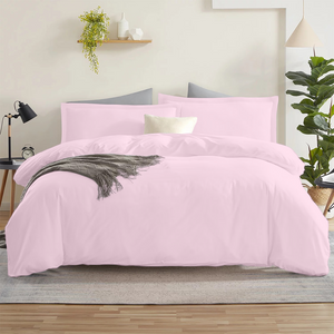 Pink Duvet Cover Set Solid Comfy Sateen