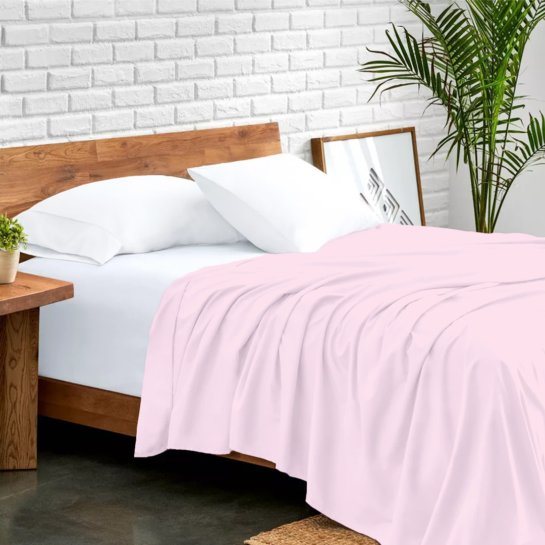 Pink Flat Sheet Solid (Comfy 300TC)