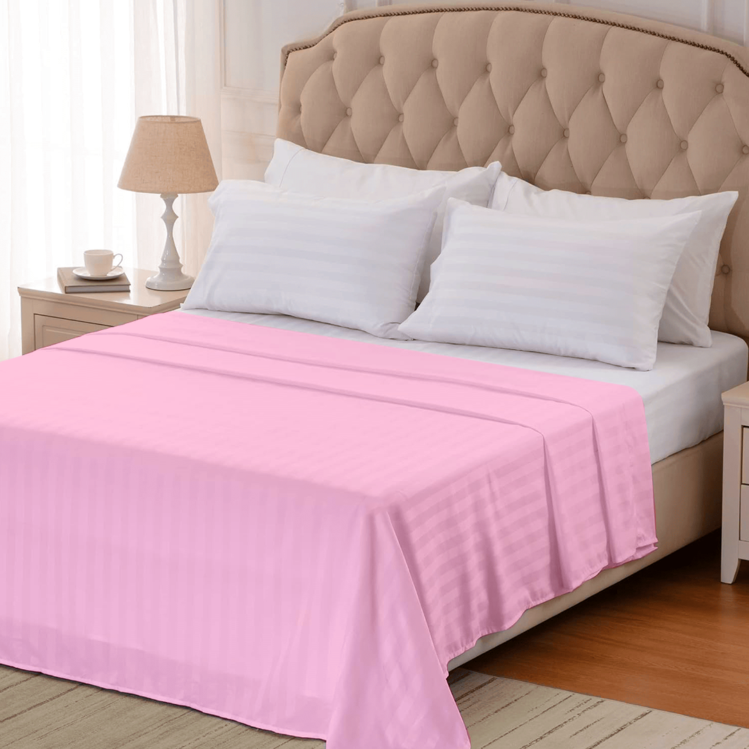 Pink Stripe Flat Sheet Comfy Sateen