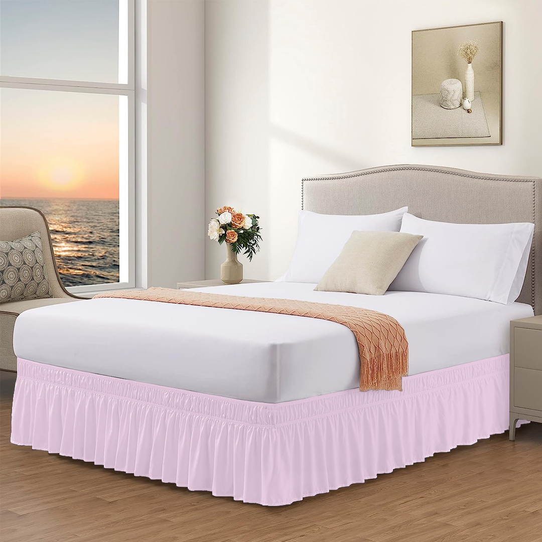 Pink Wrap Around Bed Skirt Solid Comfy Sateen