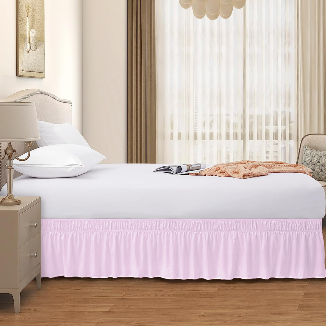 Pink Wrap Around Bed Skirt Solid Comfy Sateen