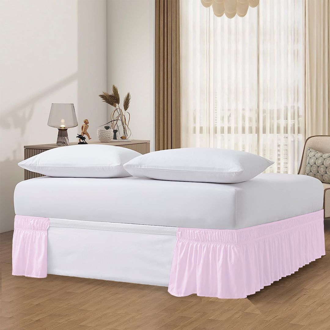 Pink Wrap Around Bed Skirt Solid Comfy Sateen