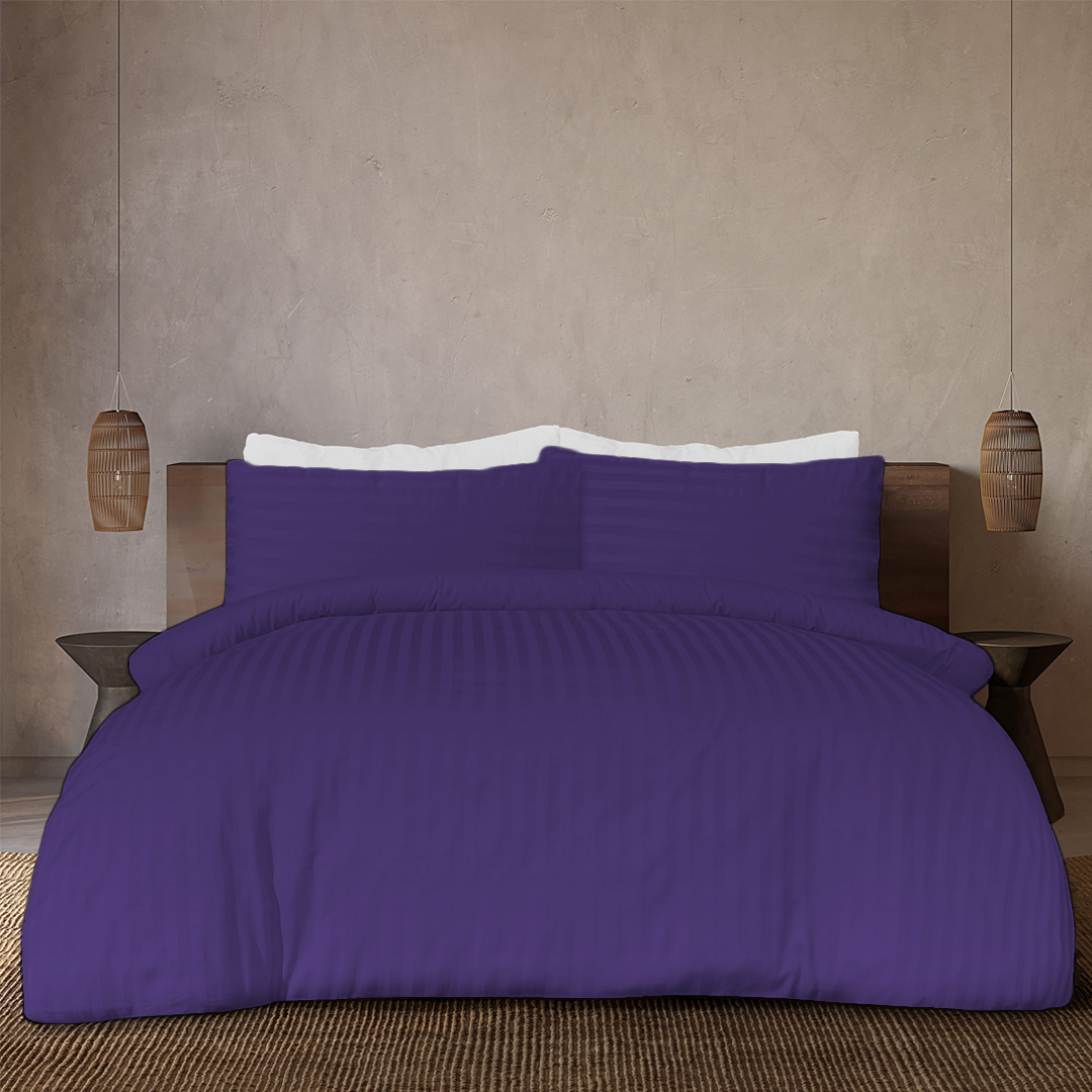 Purple Stripe Duvet Cover Set Comfy Sateen