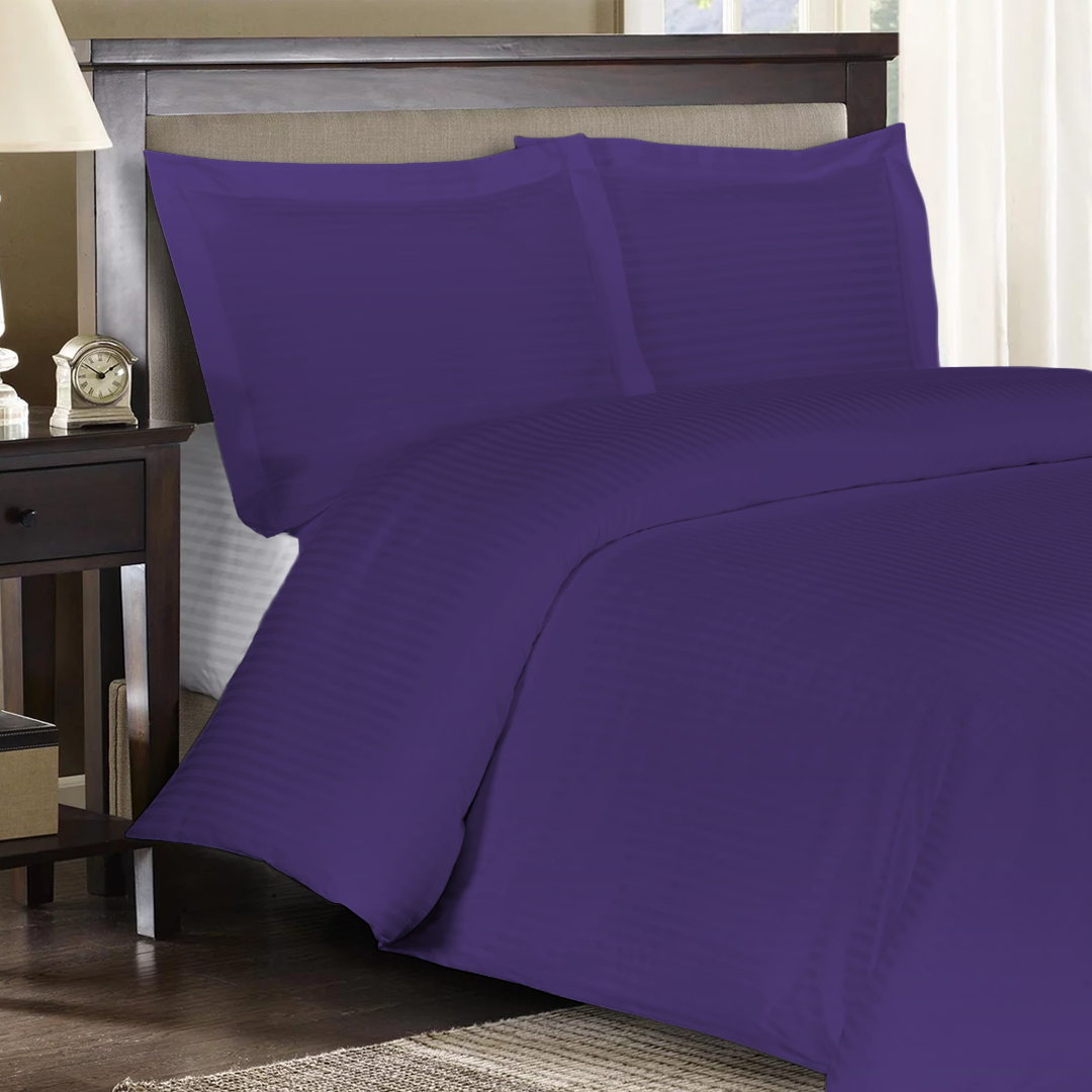 Purple Stripe Duvet Cover Set Comfy Sateen