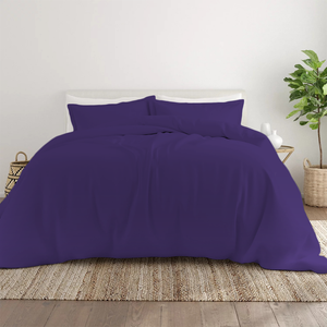 Purple Duvet Cover Set Solid Comfy Sateen