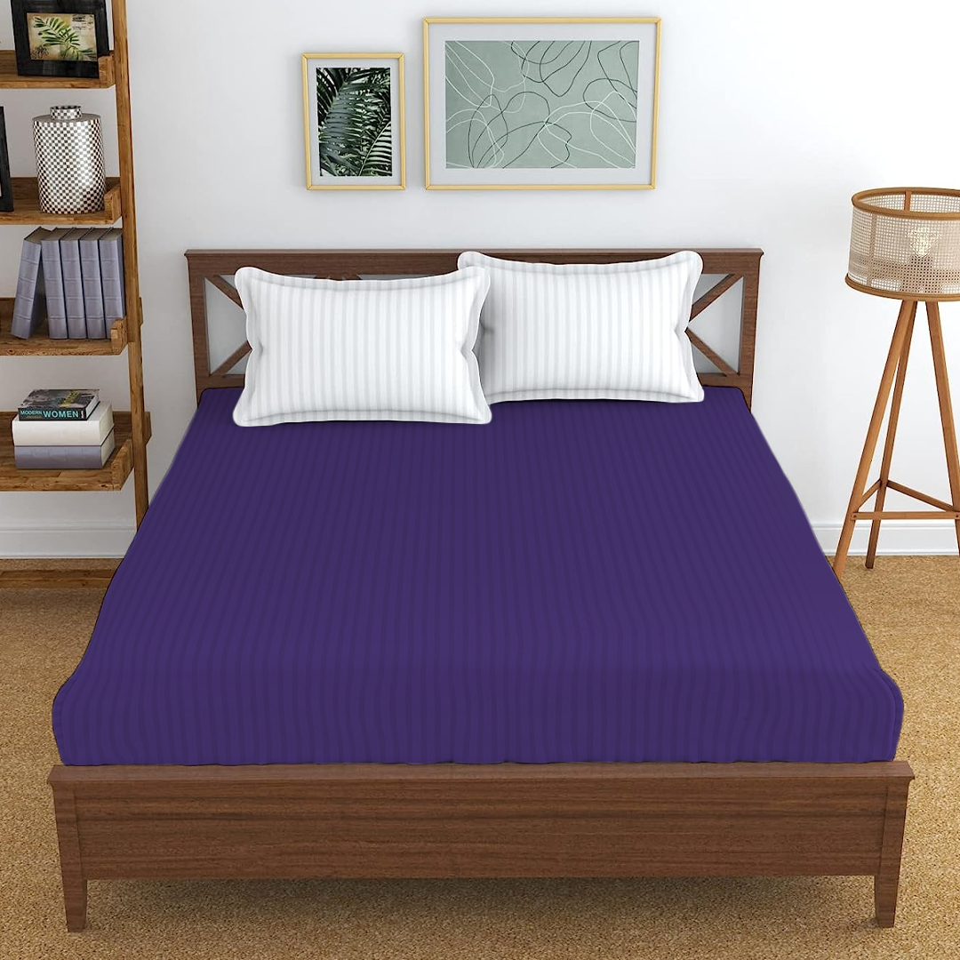 Purple Stripe Fitted Sheet Comfy Sateen