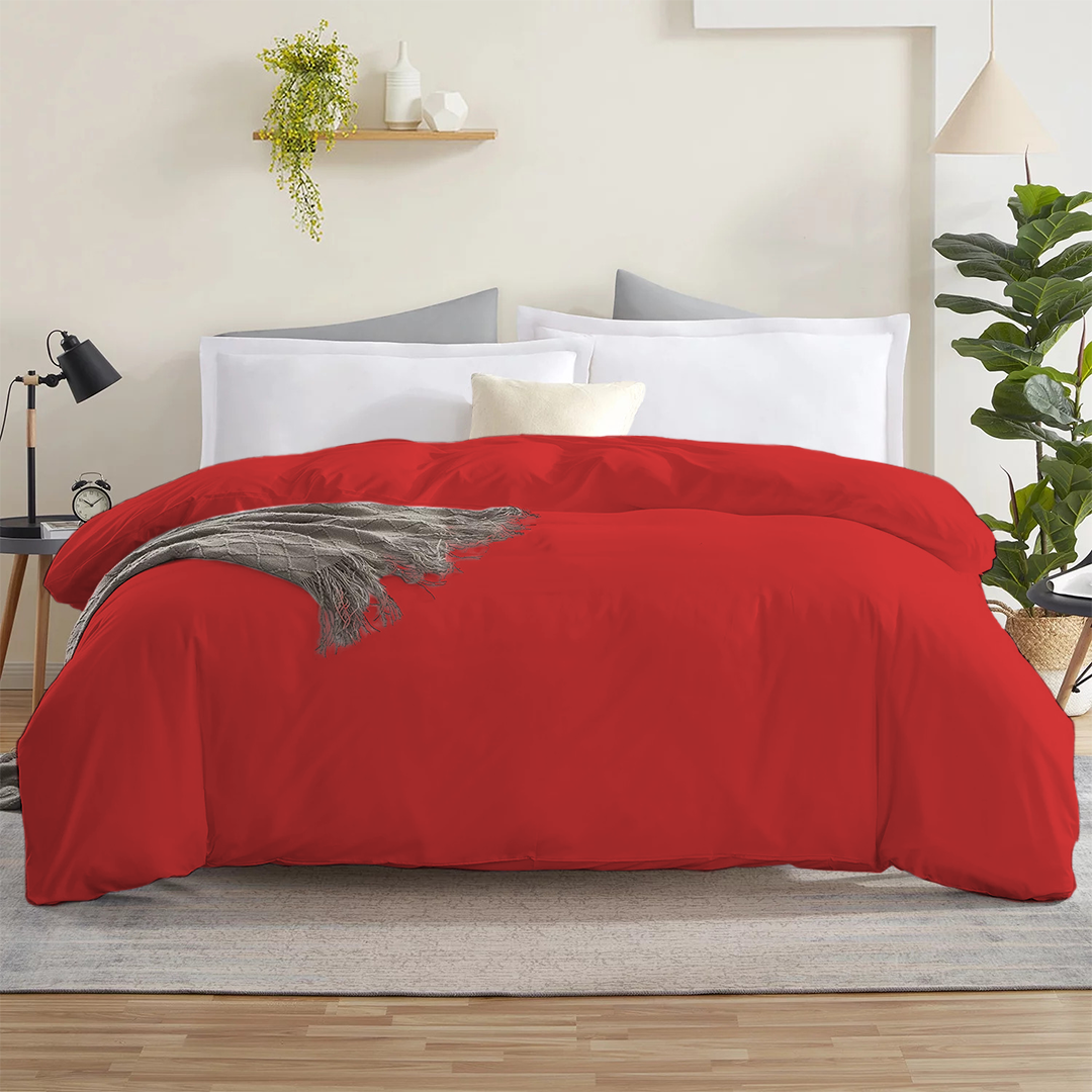 Red Duvet Cover Only Solid Comfy Sateen