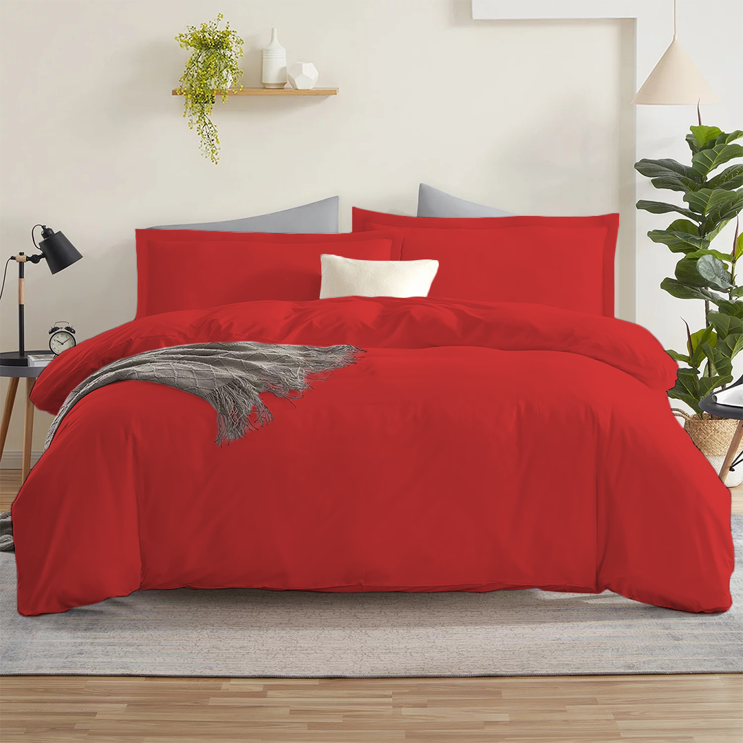 Red Duvet Cover Set Comfy Solid