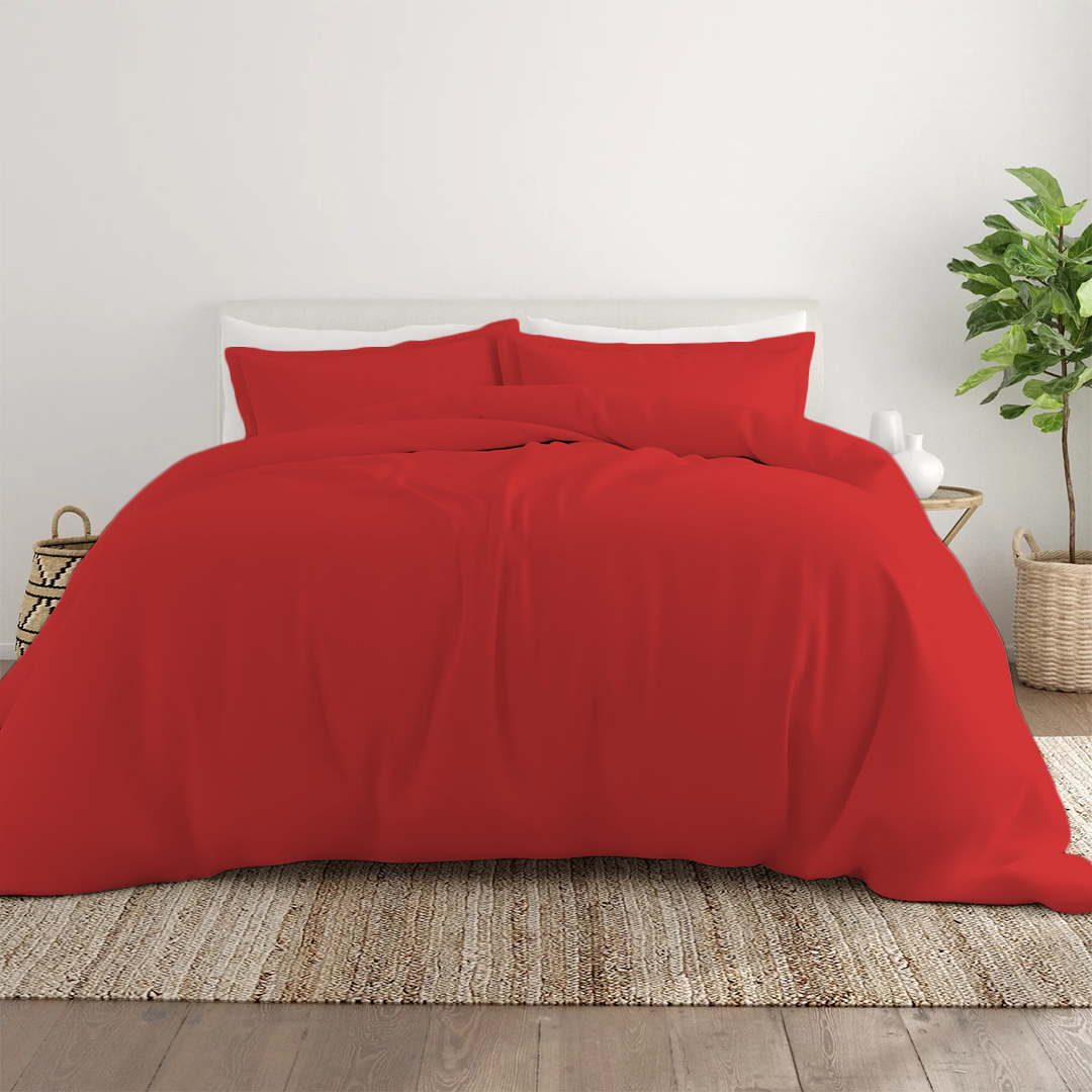 Red Duvet Cover Set Comfy Solid