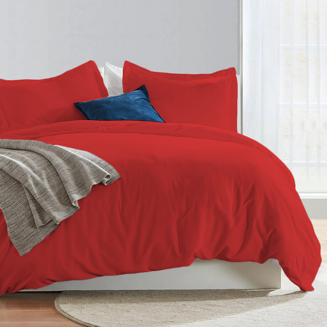 Red Duvet Cover Set Comfy Solid