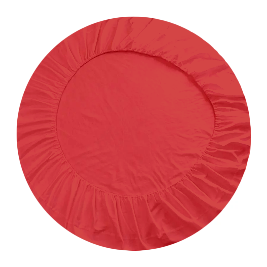 Red Solid Round Fitted Sheet Comfy