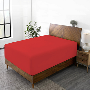 Red Fitted Sheet Solid Comfy Sateen