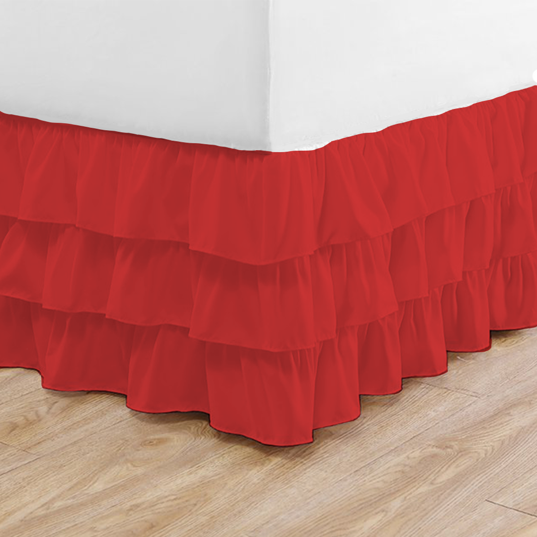 Red Multi Ruffle Bed Skirt Comfy Solid