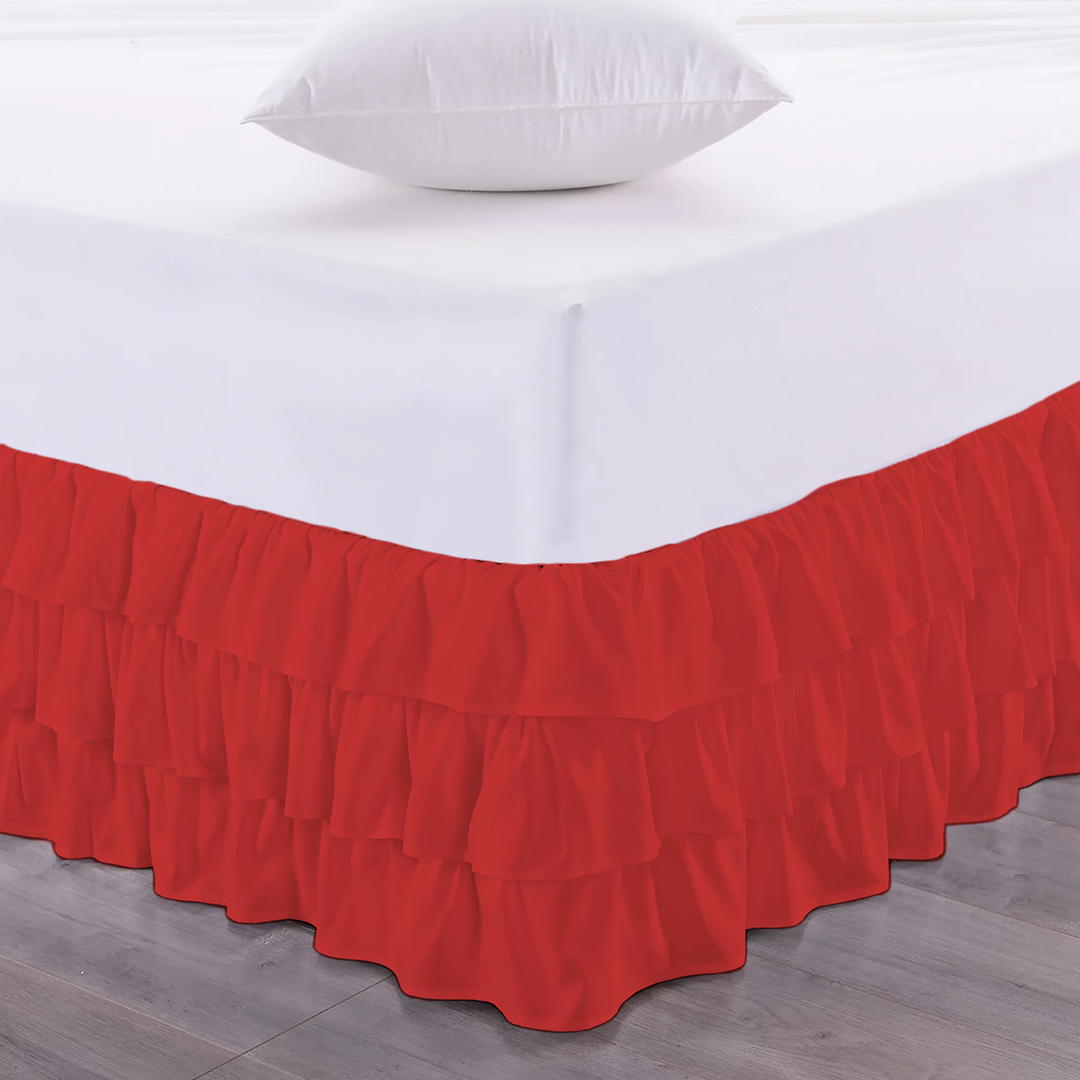 Red Multi Ruffle Bed Skirt Comfy Solid