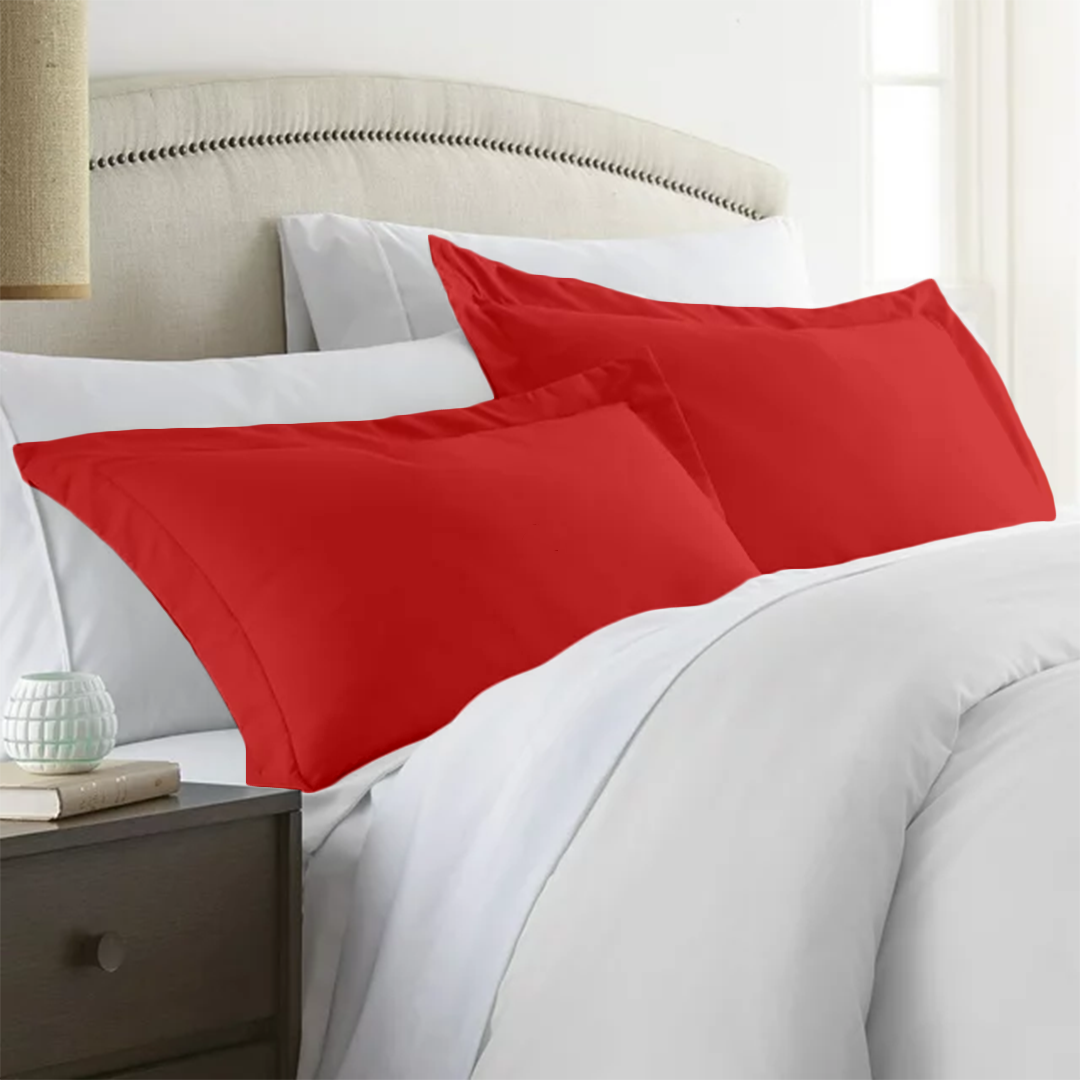 Red Pillow Shams Solid Comfy Sateen