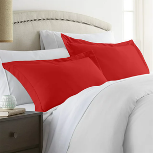 Red Pillow Shams Solid Comfy Sateen