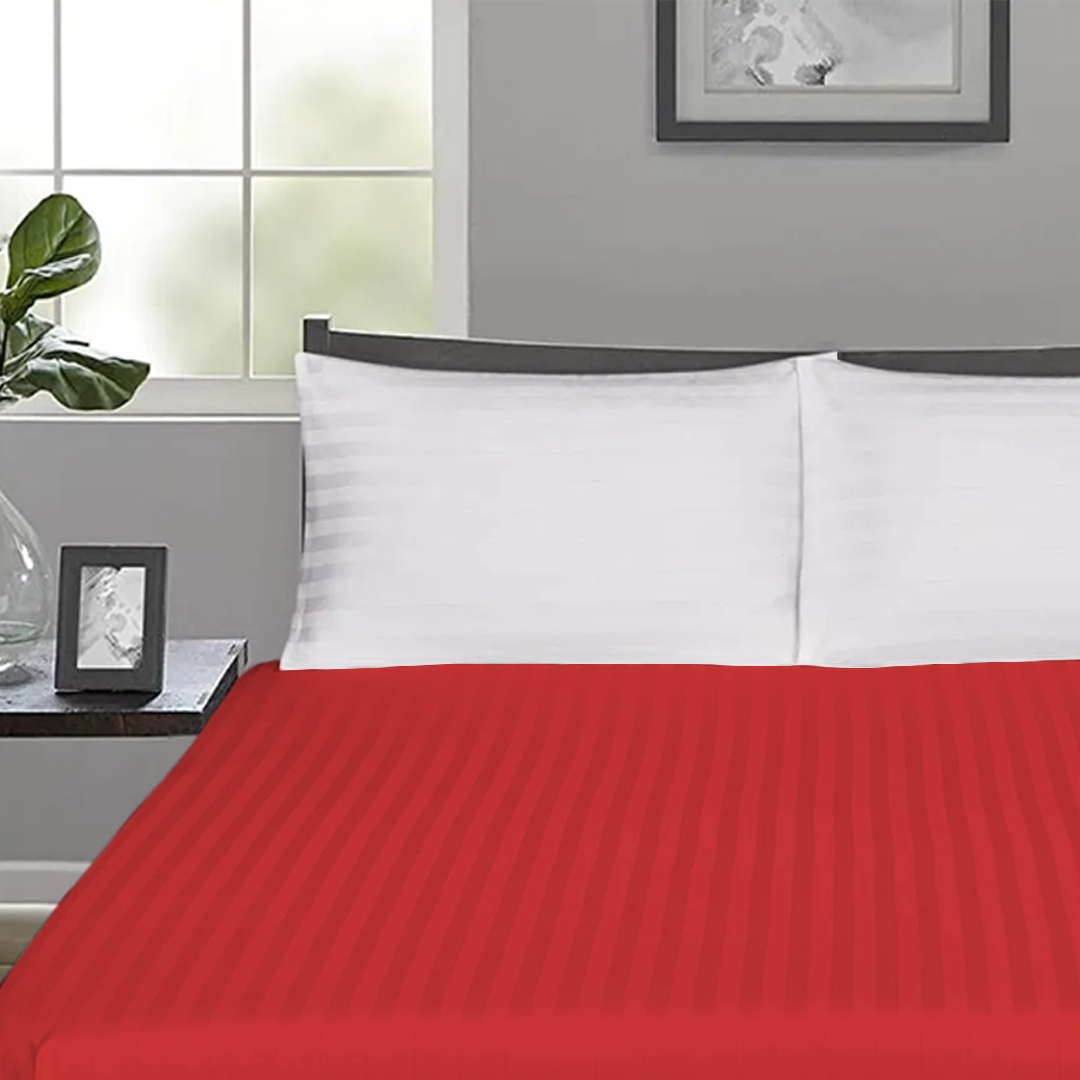 Red Stripe Fitted Sheet Comfy Sateen