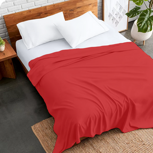 Red Flat Sheet Solid Comfy Sateen