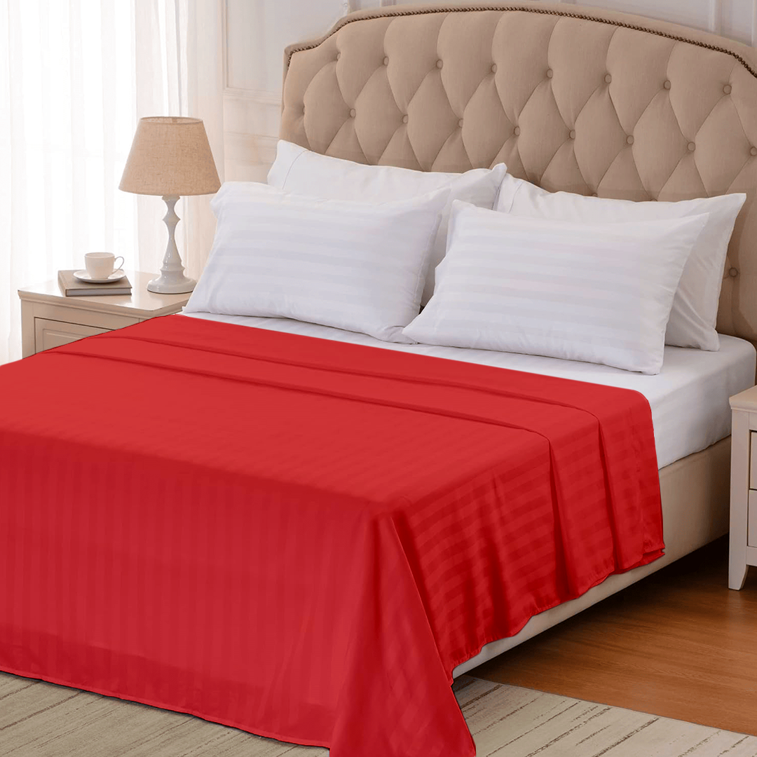 Red Stripe Flat Sheet Comfy Sateen