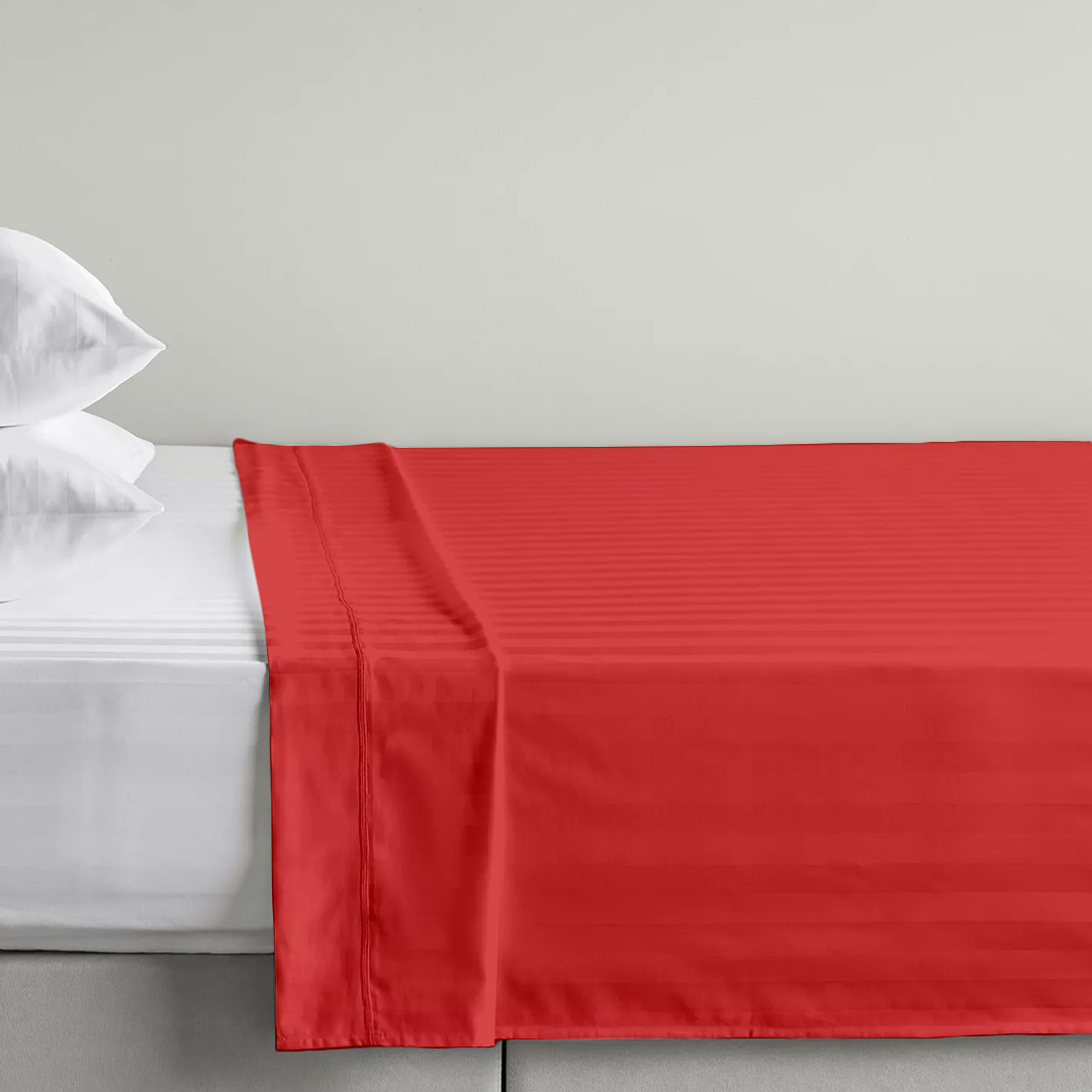 Red Stripe Flat Sheet Comfy Sateen